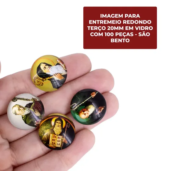 Cabochon Imagem Para Terco Redondo 20Mm Em Vidro Com 100 Pecas - Sao Bento
