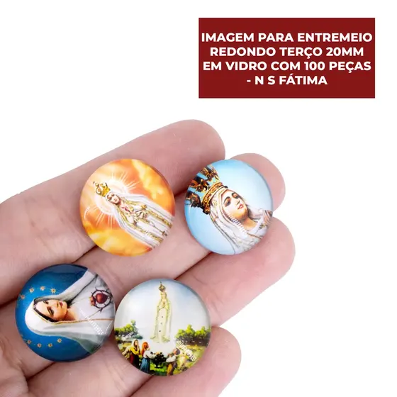 Cabochon Imagem Para Terco Redondo 20Mm Em Vidro Com 100 Pecas - N S Fatima
