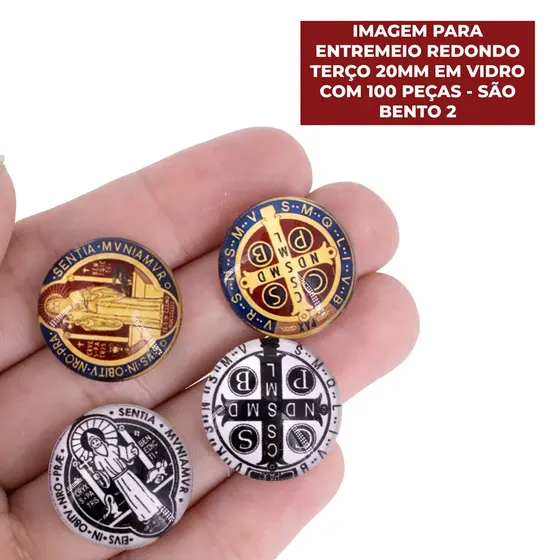 Cabochon Imagem Para Terco Redondo 20Mm Em Vidro Com 100 Pecas - Sao Bento 2