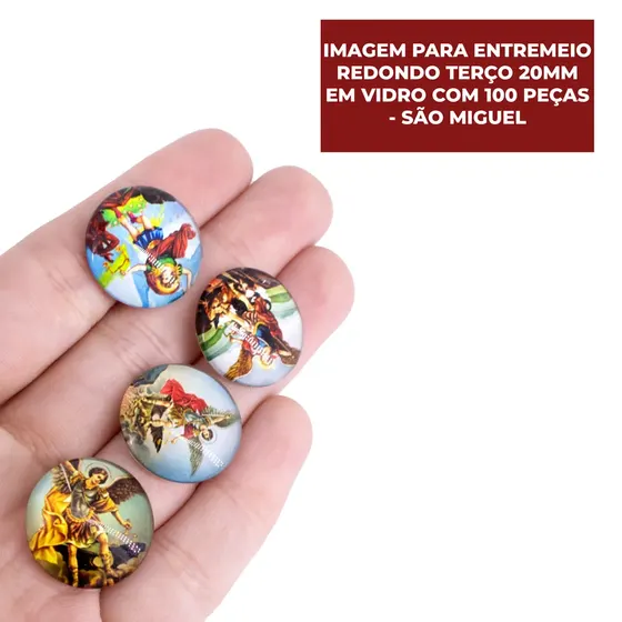Cabochon Imagem Para Terco Redondo 20Mm Em Vidro Com 100 Pecas - Sao Miguel