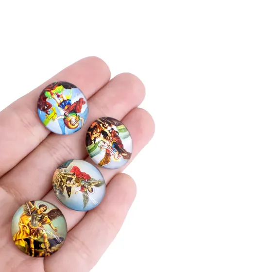 Cabochon Imagem Para Terco Redondo 20Mm Em Vidro Com 100 Pecas - Sao Miguel