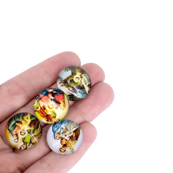 Cabochon Imagem Para Terco Redondo 20Mm Em Vidro Com 100 Pecas - Sagrada Familia