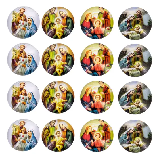Cabochon Imagem Para Terco Redondo 20Mm Em Vidro Com 100 Pecas - Sagrada Familia