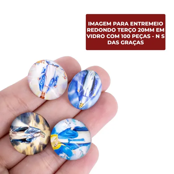 Cabochon Imagem Para Terco Redondo 20Mm Em Vidro Com 100 Pecas - N S Das Gracas