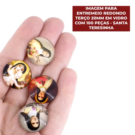 Cabochon Imagem Para Terco Redondo 20Mm Em Vidro Com 100 Pecas - Santa Teresinha