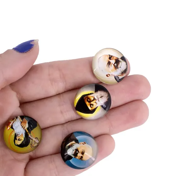 Cabochon Imagem Para Terco Redondo 20Mm Em Vidro Com 100 Pecas - Padre Pio E S Bento
