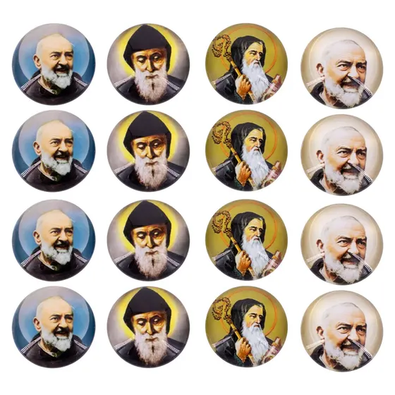 Cabochon Imagem Para Terco Redondo 20Mm Em Vidro Com 100 Pecas - Padre Pio E S Bento