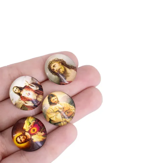 Cabochon Imagem Para Terco Redondo 20Mm Em Vidro Com 100 Pecas - Jesus Cristo