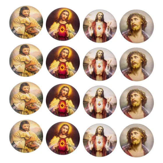 Cabochon Imagem Para Terco Redondo 20Mm Em Vidro Com 100 Pecas - Jesus Cristo