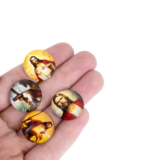 Cabochon Imagem Para Terco Redondo 20Mm Em Vidro Com 100 Pecas - Jesus Cristo 2