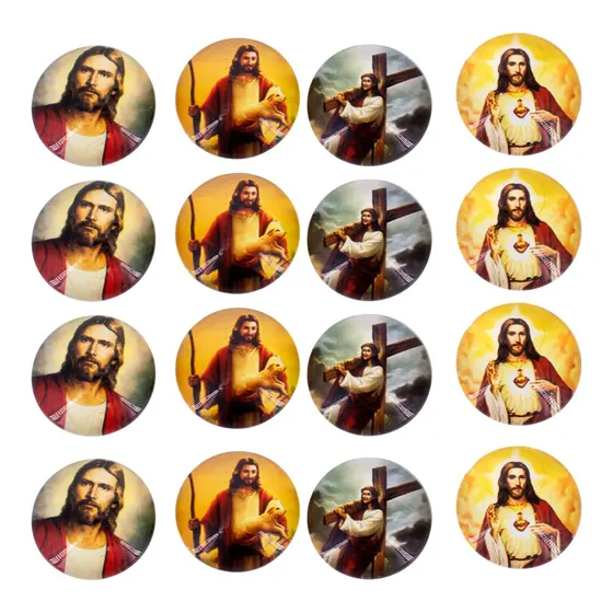 Cabochon Imagem Para Terco Redondo 20Mm Em Vidro Com 100 Pecas - Jesus Cristo 2