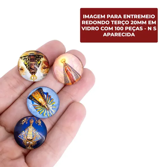 Cabochon Imagem Para Terco Redondo 20Mm Em Vidro Com 100 Pecas - N S Aparecida