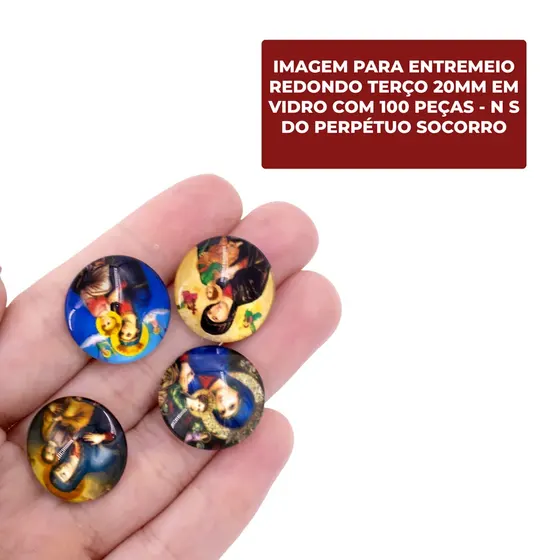 Cabochon Imagem Para Terco Redondo 20Mm Em Vidro Com 100 Pecas - N S Do Perpetuo Socorro