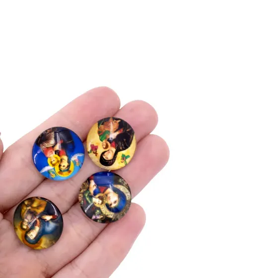 Cabochon Imagem Para Terco Redondo 20Mm Em Vidro Com 100 Pecas - N S Do Perpetuo Socorro