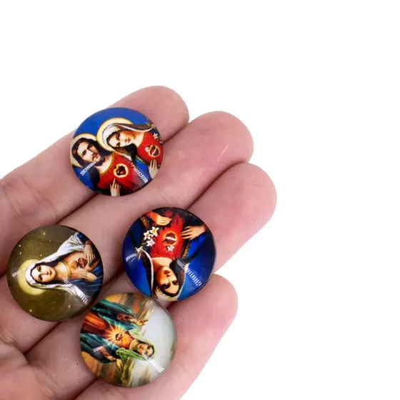 Cabochon Imagem Para Terco Redondo 20Mm Em Vidro Com 100 Pecas - N S Sagrado Coracao