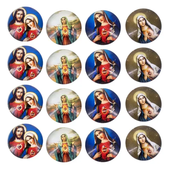 Cabochon Imagem Para Terco Redondo 20Mm Em Vidro Com 100 Pecas - N S Sagrado Coracao