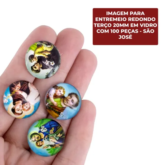 Cabochon Imagem Para Terco Redondo 20Mm Em Vidro Com 100 Pecas - Sao Jose