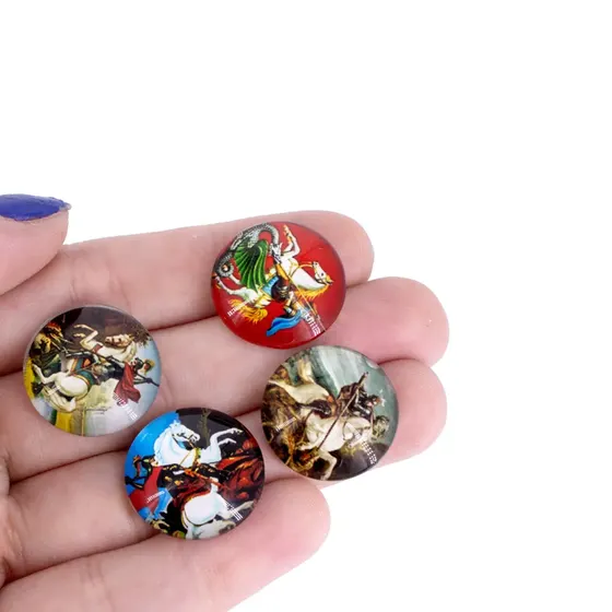 Cabochon Imagem Para Terco Redondo 20Mm Em Vidro Com 100 Pecas - Sao Jorge