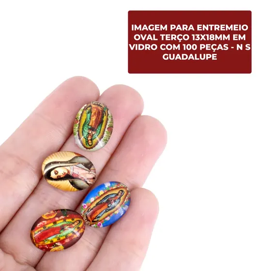 Cabochon Com Imagem Para Terco Oval 13X18Mm Em Vidro Com 100 Pecas - N S Guadalupe
