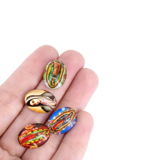 Cabochon Com Imagem Para Terco Oval 13X18Mm Em Vidro Com 100 Pecas - N S Guadalupe