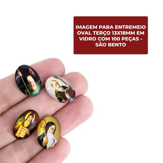 Cabochon Com Imagem Para Terco Oval 13X18Mm Em Vidro Com 100 Pecas - Sao Bento