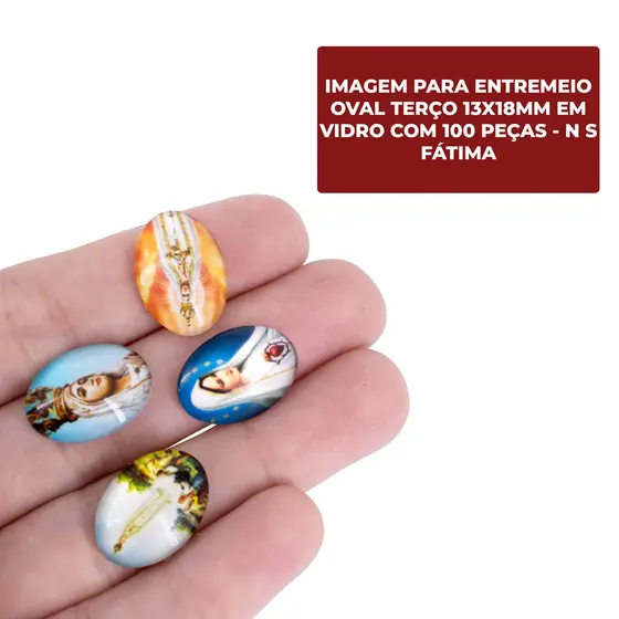 Cabochon Com Imagem Para Terco Oval 13X18Mm Em Vidro Com 100 Pecas - N S Fatima