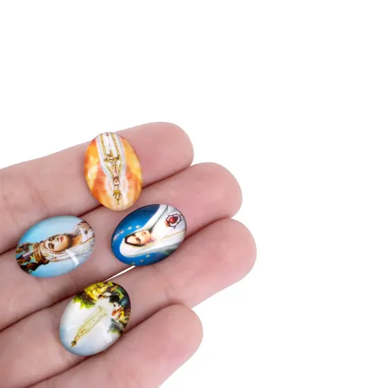 Cabochon Com Imagem Para Terco Oval 13X18Mm Em Vidro Com 100 Pecas - N S Fatima