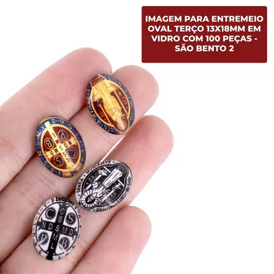Cabochon Com Imagem Para Terco Oval 13X18Mm Em Vidro Com 100 Pecas - Sao Bento 2