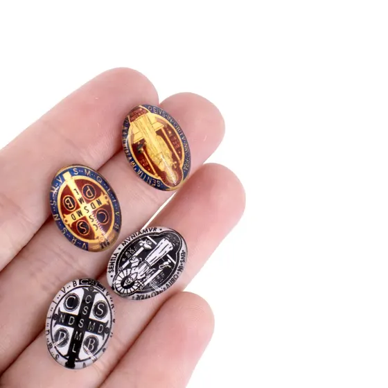 Cabochon Com Imagem Para Terco Oval 13X18Mm Em Vidro Com 100 Pecas - Sao Bento 2