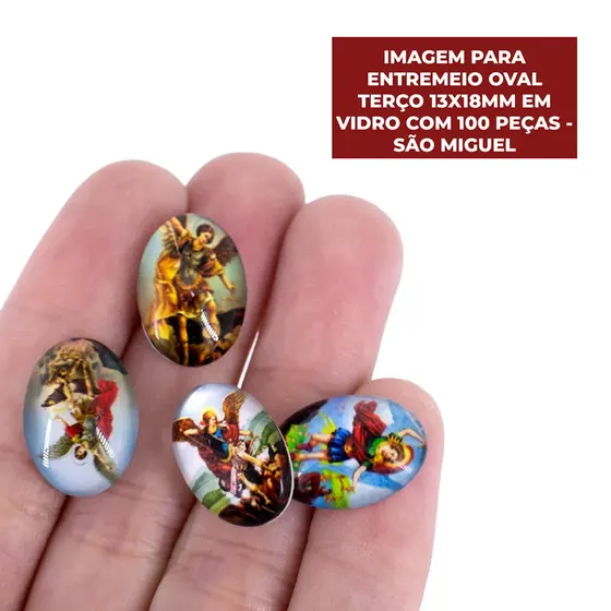 Cabochon Com Imagem Para Terco Oval 13X18Mm Em Vidro Com 100 Pecas - Sao Miguel