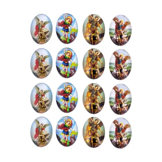 Cabochon Com Imagem Para Terco Oval 13X18Mm Em Vidro Com 100 Pecas - Sao Miguel