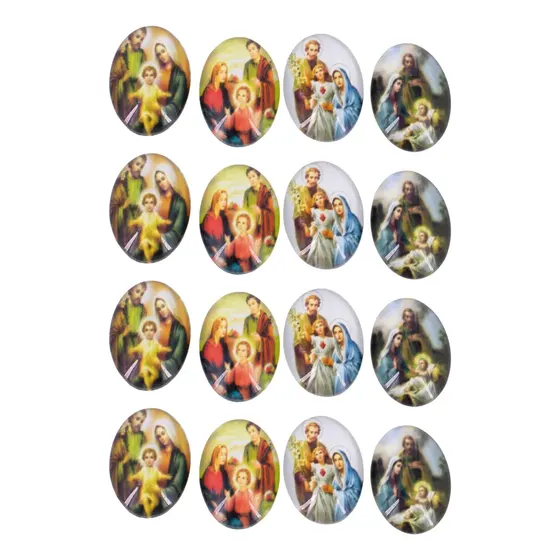 Cabochon Com Imagem Para Terco Oval 13X18Mm Em Vidro Com 100 Pecas - Sagrada Familia