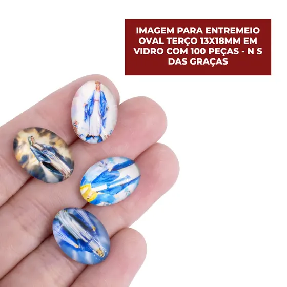 Cabochon Com Imagem Para Terco Oval 13X18Mm Em Vidro Com 100 Pecas - N S Das Gracas