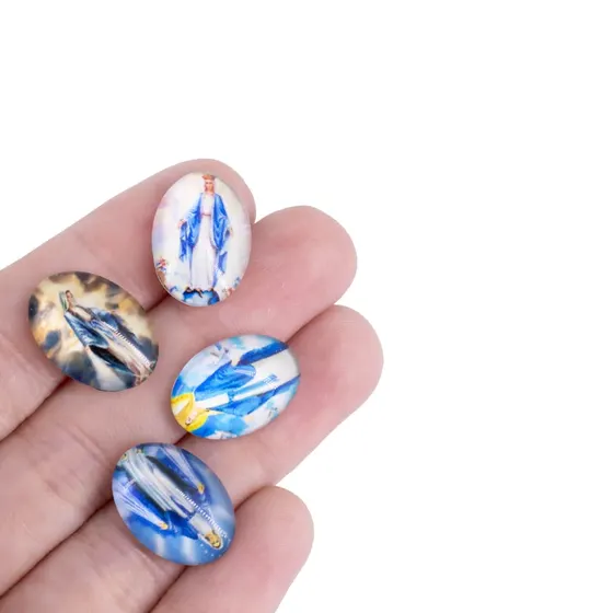 Cabochon Com Imagem Para Terco Oval 13X18Mm Em Vidro Com 100 Pecas - N S Das Gracas