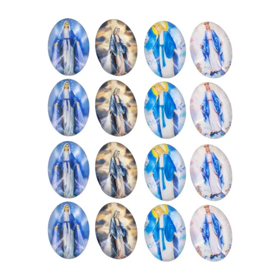 Cabochon Com Imagem Para Terco Oval 13X18Mm Em Vidro Com 100 Pecas - N S Das Gracas