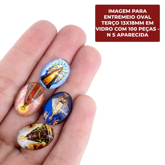 Cabochon Com Imagem Para Terco Oval 13X18Mm Em Vidro Com 100 Pecas - N S Aparecida