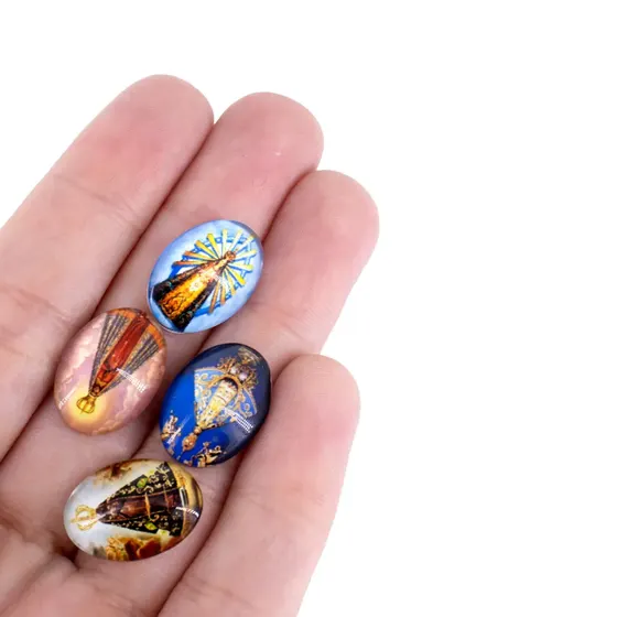 Cabochon Com Imagem Para Terco Oval 13X18Mm Em Vidro Com 100 Pecas - N S Aparecida
