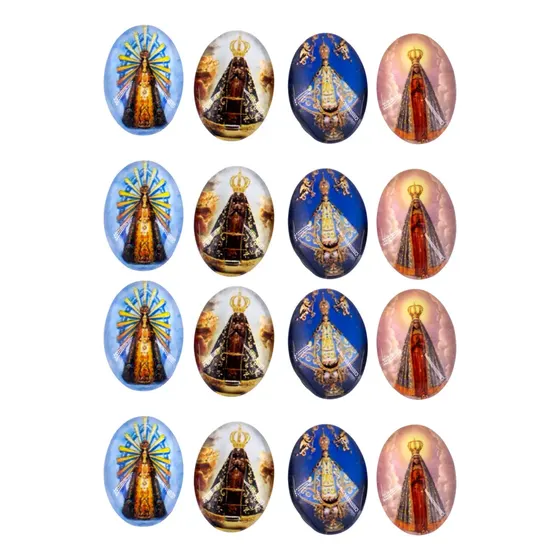Cabochon Com Imagem Para Terco Oval 13X18Mm Em Vidro Com 100 Pecas - N S Aparecida