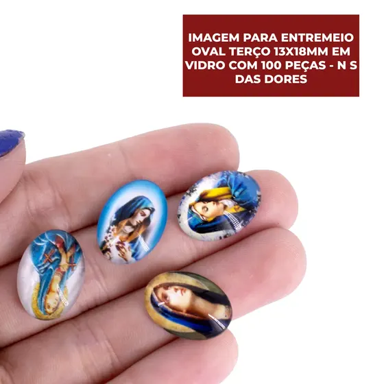 Cabochon Com Imagem Para Terco Oval 13X18Mm Em Vidro Com 100 Pecas - N S Das Dores