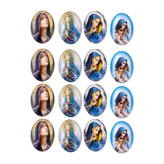 Cabochon Com Imagem Para Terco Oval 13X18Mm Em Vidro Com 100 Pecas - N S Das Dores