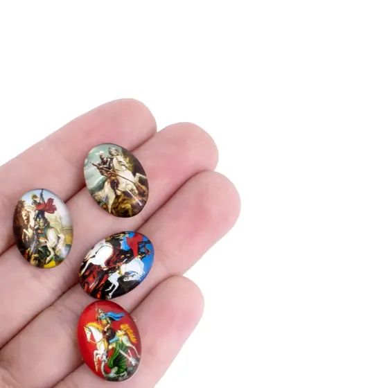 Cabochon Com Imagem Para Terco Oval 13X18Mm Em Vidro Com 100 Pecas - Sao Jorge