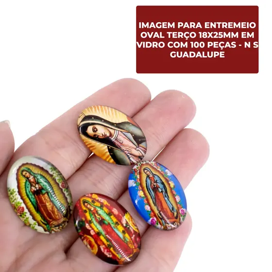 Cabochon Com Imagem Para Terco Oval 18X25Mm Em Vidro Com 100 Pecas - N S Guadalupe
