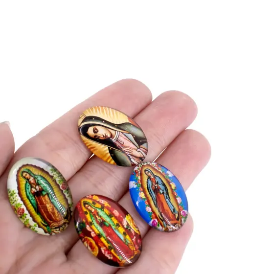Cabochon Com Imagem Para Terco Oval 18X25Mm Em Vidro Com 100 Pecas - N S Guadalupe