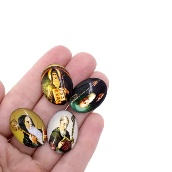 Cabochon Com Imagem Para Terco Oval 18X25Mm Em Vidro Com 100 Pecas - Sao Bento