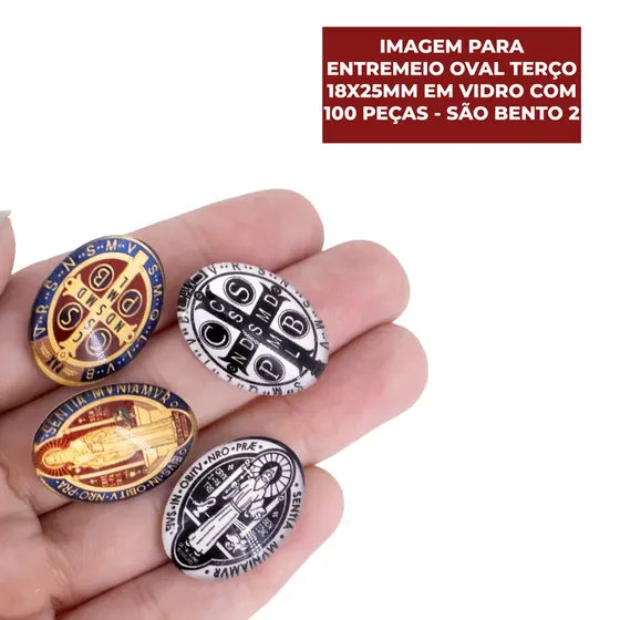 Cabochon Com Imagem Para Terco Oval 18X25Mm Em Vidro Com 100 Pecas - Sao Bento 2