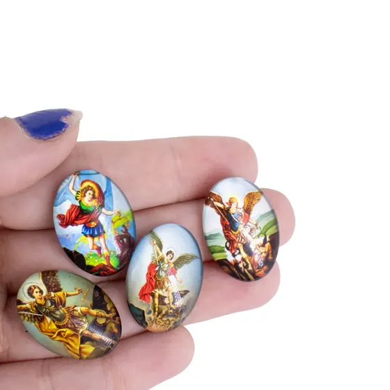 Cabochon Com Imagem Para Terco Oval 18X25Mm Em Vidro Com 100 Pecas - Sao Miguel