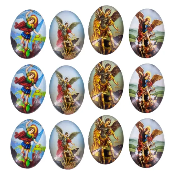 Cabochon Com Imagem Para Terco Oval 18X25Mm Em Vidro Com 100 Pecas - Sao Miguel