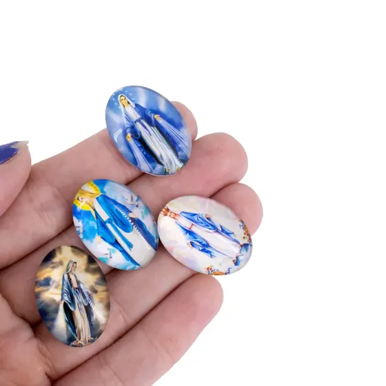 Cabochon Com Imagem Para Terco Oval 18X25Mm Em Vidro Com 100 Pecas - N S Das Gracas
