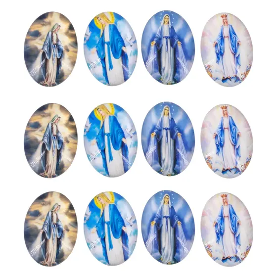Cabochon Com Imagem Para Terco Oval 18X25Mm Em Vidro Com 100 Pecas - N S Das Gracas