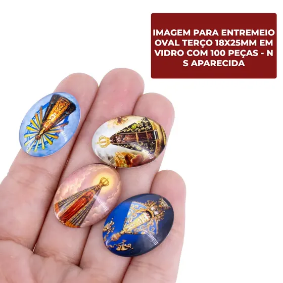 Cabochon Com Imagem Para Terco Oval 18X25Mm Em Vidro Com 100 Pecas - N S Aparecida